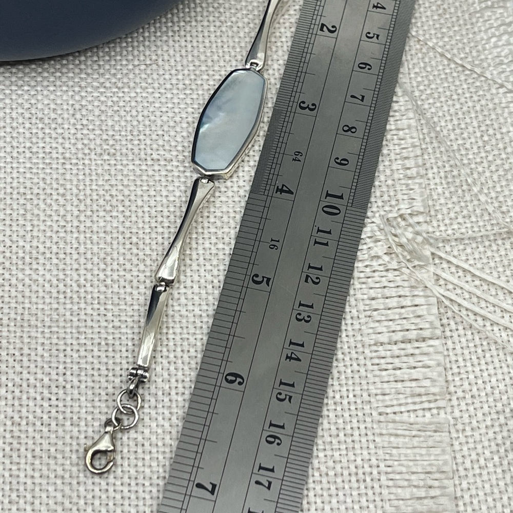 Vintage NF Sterling Silver Mother of Pearl Bracelet – 7", 17.7g, Thailand, 1990s - Picture 5 of 17